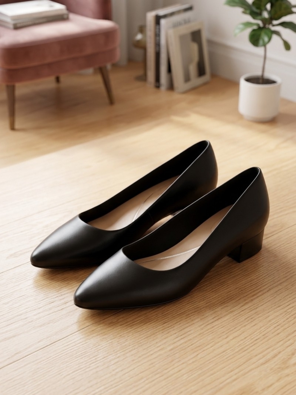 Easy Spirit Black Pointed Low Block Heel Pumps